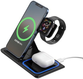 تصویر شارژر بی‌ سیم سه منظوره 15 وات ایکس‌او XO 15W Wireless Charger (Watch + Phone + Earphone) WX023 XO WX023 15W Wireless Charger