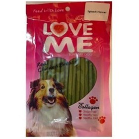 تصویر تشویقی سگ لاومی با طعم مرغ و اسفناج Love Me Dog Treat With Chicken Fillet & Spinach Flavor