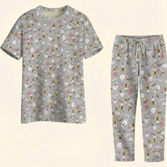 تصویر ست تی شرت و شلوار راحتی زنانه جنس گیاهی طرح خرگوش و قلب 