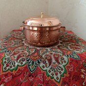 تصویر قابلمه مسی چکشی ۱ لیتری مناسب برای پختن انواع غذاهای سنتی ایرانی دست‌ساز زنجان با قلع‌کاری داخل MZ01