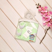 تصویر ست 7 تکه بیمارستانی نوزادی مادرکر طرح خرس سبز پاستیلی 