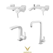 تصویر ست شیرآلات کسری مدل فیروزه مجموعه 4 عددی سفید کروم 