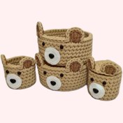 تصویر سبد قلاب بافی خرسی کد 76 مجموعه 4 عددی 
