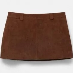 تصویر دامن کوتاه چرم جیر ۱۰۰٪ زنانه شراب پل اند بیر 