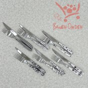 تصویر کارد و چنگال دسته پلاستیک(سفید مشکی) 