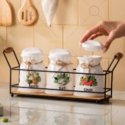 تصویر جا ادویه سرامیکی با استند فلزی 