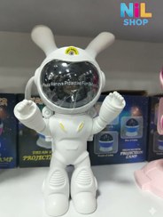 تصویر چراغ خواب کهکشانی طرح خرگوش فضانورد اسپیکر دار HELLO I AM