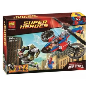تصویر لگو SUPER HEROES – مدل نبرد هوایی با هلیکوپتر و فیگور اسپایدرمن (298 قطعه) 