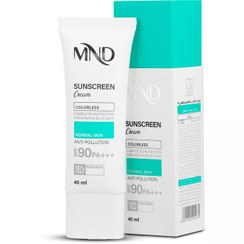 تصویر کرم ضد آفتاب ام ان دی SPF 90 مناسب پوست معمولی حجم ۴۰ میلی‌لیتر بی رنگ 