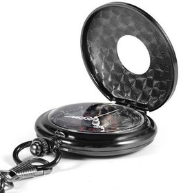 تصویر ساعت جیبی آنالوگ مردانه با الگوی مشکی مات PW-016 برند yash Men's Black Matel Pattern Analog Pocket Watch PW-016