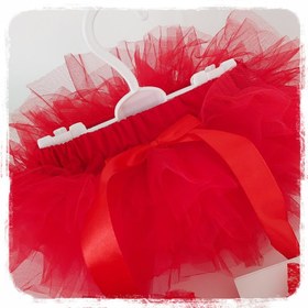 تصویر شورت دامنی توری قرمز 