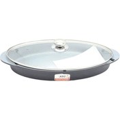 تصویر تابه ماهی چدن بیضی درب پیرکس ATC ا Oval cast iron fish pan with Pyrex lid Oval cast iron fish pan with Pyrex lid