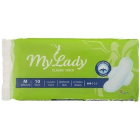 تصویر نوار بهداشتی بالدار مای لیدی مدل Classic Thick سایز متوسط 10 عدد May Laydy Classic Thick Medium Sanitary Pad - 10 Pcs