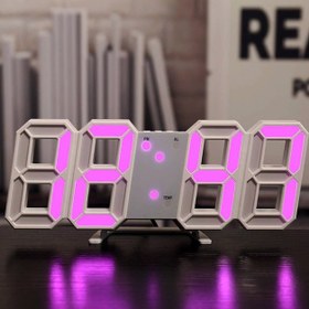 تصویر ساعت دیجیتالی 3 بعدی سفید 3 آلارمه با دماسنج USB 3D digital clock