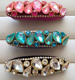 تصویر گل سر انبری مخمل نگین دار کد 61 