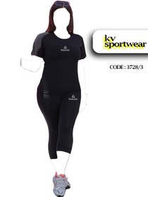 تصویر ست تیشرت شلوارک سایز بزرگ ورزشی زنانه Reebok کد 002 Reebok womens big size sports shorts t shirt set code 002