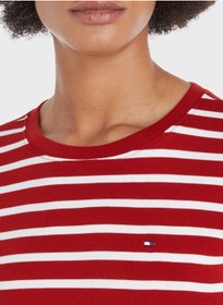 تصویر تی‌شرت راه‌راه یقه گرد برند Tommy Hilfiger Crew Neck Striped T-Shirt