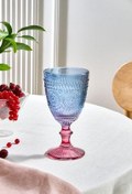 تصویر لیوان آبی شیشه ای آفتابگردان 314 میل صورتی Karaca 