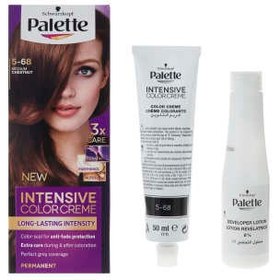 تصویر کیت رنگ موی پلت سری Intensive مدل Medium Chestnut شماره 68-5 Palette Intensive Medium Chestnut Hair Color Kit 5-68