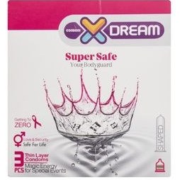 تصویر کاندوم 3عددی بسیار ایمن و اسپرم کش Super Safe ایکس دریم X Dream Super Safe Condom 3pcs