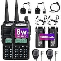 تصویر BaoFeng UV-82 با قدرت بالا BaoFeng Radio Ham Radio Handheld 2 Wakie Radio Walkie Talkies با هدفون، میکروفون بلندگوی دستی و کابل برنامه نویسی (2 بسته-مشکی) BaoFeng UV-82 High Power BaoFeng Radio Ham Radio Handheld 2 Way Radio Walkie Talkies with Earpiece,Handheld Speaker Mic and Programming Cable (2 Pack-Black)