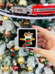 تصویر حلقه جادستمال فلزی کریسمس (جوراب سبز قرمز)2026 