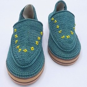 تصویر گیوه زنانه (فیروزه ای گلریز زرد) 