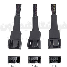 تصویر کابل اسپلیتر و تبدیل 4 پین PWM فن مادربورد مدل 1 به 3 4Pin PWM Fan Splitter Adapter Cable (1 to 3 Converter) 