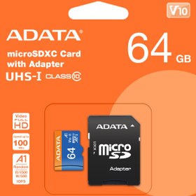 تصویر کارت حافظه میکرو اس دی ای دیتا UHS-I R80 W25 64GB 80 mbps ا ADATA UHS-I R80 W25 64GB Micro SD Card ADATA UHS-I R80 W25 64GB Micro SD Card