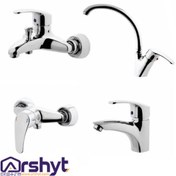 تصویر ست شیرآلات البرز روز مدل مروارید کروم و سفید 