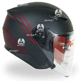 تصویر کلاه کاسکت بدون فک ردلاین مدل 956 مشکی قرمز B-red Redline helmet without chin model 956 black red B-red