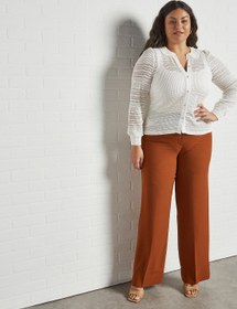 تصویر بلوز سایز بزرگ با طراحی مشبک رنگ کرم روشن برند violeta by mango Plus Size Openwork Top Offwhite