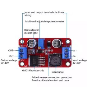 تصویر ماژول افزاینده 5 آمپر XL6019 