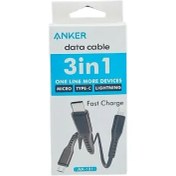 تصویر کابل سه کاره انکر ANKER AK101 یک متری ANKER AK-101 USB To MicroUSB / Type-C / Lightining 1M