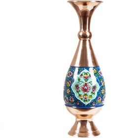 تصویر گلدان مس و پرداز ارتفاع 26 سانتی متر enamel and copper vase 26cm