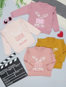 تصویر بلوز بافت دخترانه تور و خرگوش - گلبهی / سایز50 