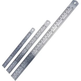 تصویر خط کش فلزی خط کش فلزی با دوام موجود در اندازه های 10، 15، 20، 30، 50 سانتی متر