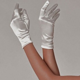 تصویر دستکش مخمل سفید کوتاه 