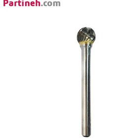 تصویر فرز فرم الماسه کروی تک شیار قطر 12 میلیمتر دنباله 6 میلیمتر tungsten carbide 12mm round burr