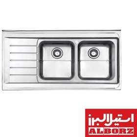 تصویر سینک دو لگنه فانتزی استیل البرز مدل 735 روکار - چپ Steel Alborz Model 735 Type Sit-on Sink