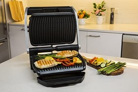 تصویر کباب پز بهداشتی هوشمند Tefal OptiGrill+ GC713D40، 6 تنظیم خودکار، فولاد ضد زنگ، 2000 وات، 4-6 قسمت، 14.57 x 14.17 x 6.5 سانتی متر - ارسال 20 روز کاری 