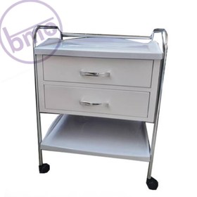 تصویر ترالی پزشکی زیبایی ۲ کشو چند منظوره Cosmetic medical trolley with 2 multi-purpose drawers