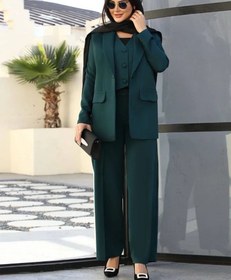 تصویر ست کت شلوار و جلیقه یاقوت کد : RD52876 - سبز کله غازی / 1 ( 38 - 42 ) Women's jacket and pants