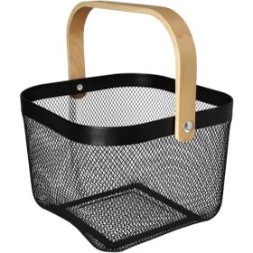 تصویر سبد پیک نیک دسته بامبو فلزی طرح ایکیا 