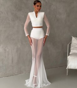 تصویر دامن مجلسی تور تَرک سایز ۳۸ رنگ سفید 