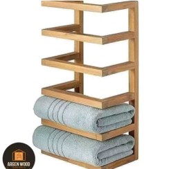 تصویر استند و هولدر حوله چوبی 