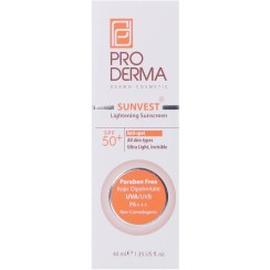 تصویر کرم ضد آفتاب و روشن کننده لک های پوست +SPF50 پرودرما 40 میلی لیتر - رنگ: بی رنگ Pro Derma Sunvest Lightening Sunscreen SPF50+ 40 ml