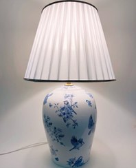 تصویر آباژور رومیزی سرامیکی طرح پرنده قلم آبی 