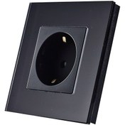 تصویر پریز برق ارت دار شیشه ای مشکی Livolo پریز برق ارت دار شیشه ای مشکی Livolo