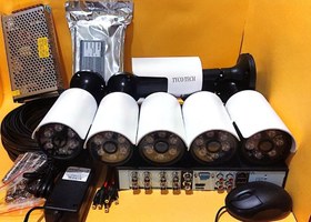 تصویر پک دوربین مداربسته 5 مگاپیکسل 6 تایی با قابلیت دید در شب رنگی 5MP CCTV Camera Set 6pcs with Color Night Vision